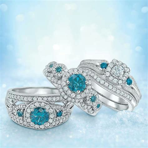 Blue and White Diamond Rings from Zales Lovely Jewellery, My Jewellery, Silver Jewelry, White ...