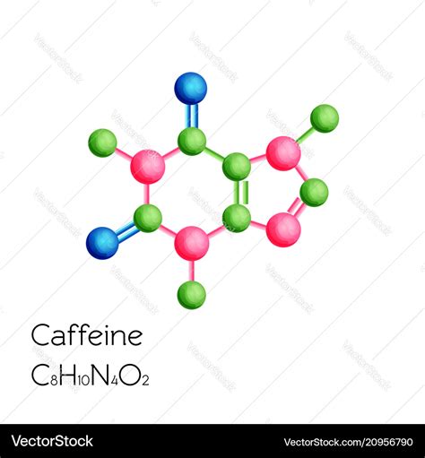 Caffeine structural chemical formula isolated on Vector Image