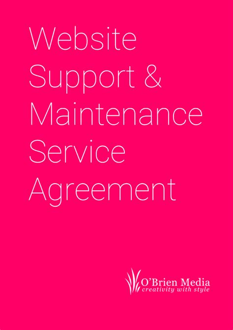 Website Support & Maintenance Service Agreement • O'Brien Media Website Design
