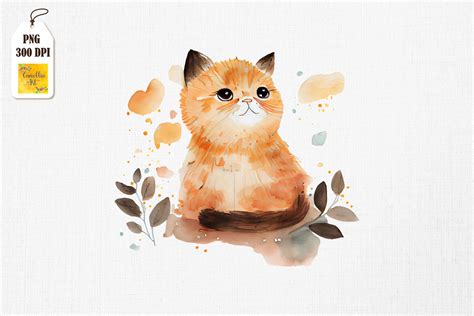 Cute Watercolor Cat Art By Mulew Art | TheHungryJPEG