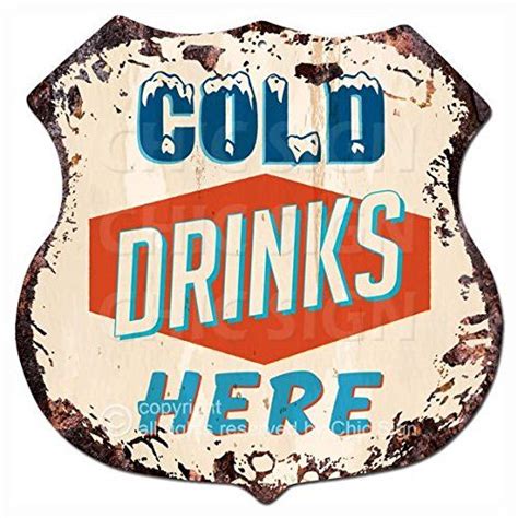 Chic Sign COLD DRINKS HERE Vintage Retro Rustic 11.5"x 11... https ...