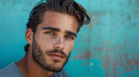 Premium Photo | This image shows a young man with light brown hair and ...