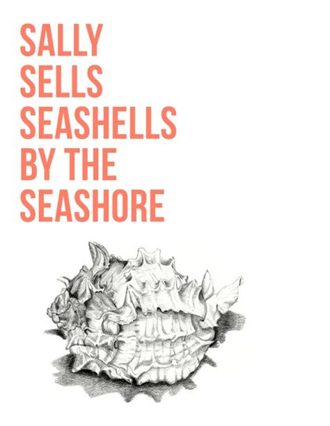 Items similar to sally sells seashells hand drawn nursery print on Etsy