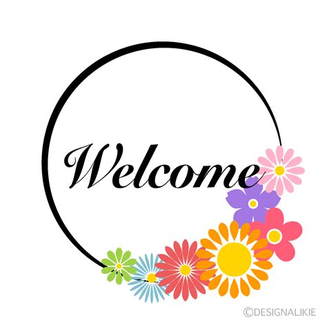 Flowers Welcome Circle Clip Art Free PNG Image｜Illustoon