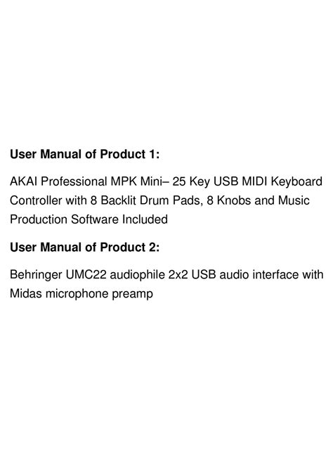 AKAI MPK MINI QUICK START MANUAL Pdf Download | ManualsLib