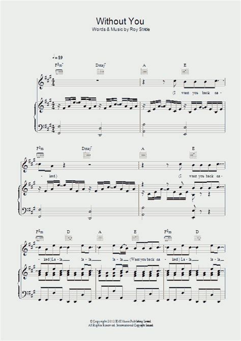 Without You Piano Sheet Music | OnlinePianist