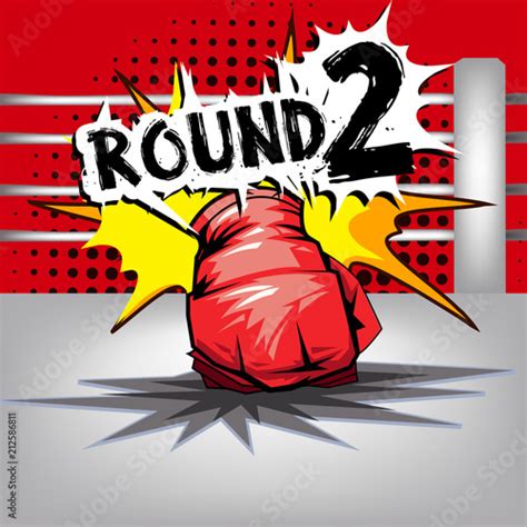 Punch boxing comic style and red corner with round:2 - Buy this stock ...