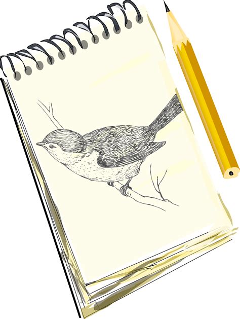 Clipart - Sketchpad, with drawing of a bird