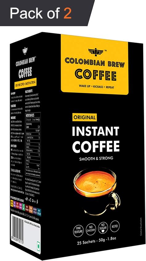 Colombian Brew Coffee Pure Instant Coffee Powder, Smooth & Strong 50g, Pack of 2: Amazon.in ...