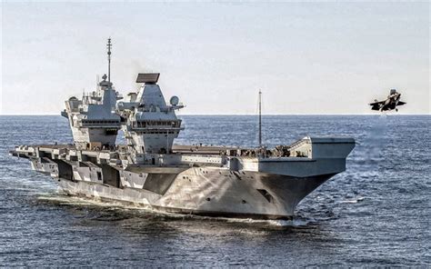 Download wallpapers HMS Queen Elizabeth, R08, Royal Navy, British nuclear aircraft carrier ...
