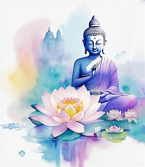 A painting of a buddha with a lotus flower in the middle. | Premium AI-generated image