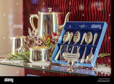 Silver cutlery display cabinet hi-res stock photography and images - Alamy