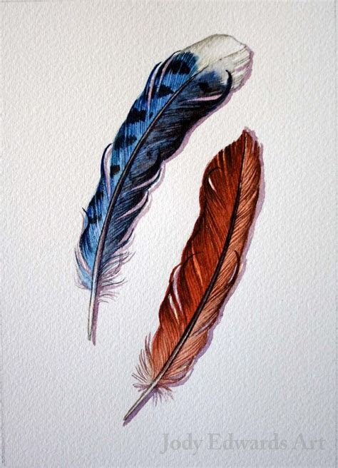 Blue Jay and Cardinal feather study Original by jodyvanB on Etsy Yellow ...