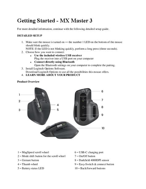 Logitech MX Master 3 Wireless Mouse Setup Guide