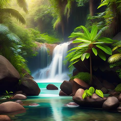 Premium AI Image | Waterfall in a tropical jungle