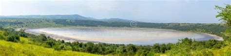 Panoramic View of a Crater Lake in Queen Elizabeth National Park in Uganda. Stock Photo - Image ...