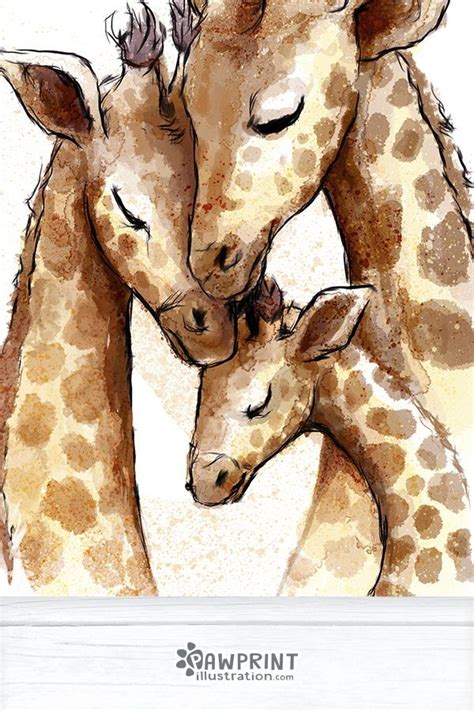 Giraffe Safari Family of Three Nursery Art Print | Children's Wall Art ...