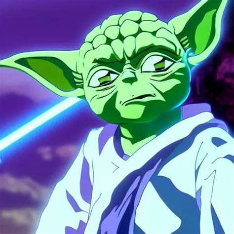 Yoda as an anime character from Dragon Ball Z. | Stable Diffusion