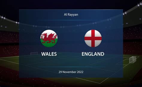 Wales vs England. Football scoreboard broadcast graphic 22754653 Vector ...