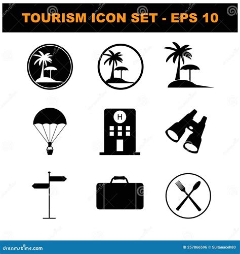 Tourism Icon Set Bundles. stock illustration. Illustration of vector - 257866596