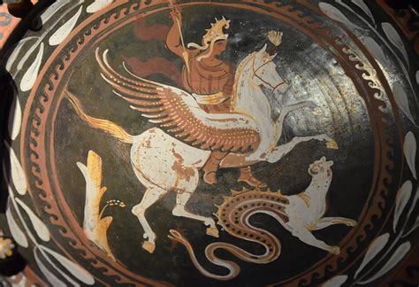 Red-figure plate showing Bellerophon riding Pegasus and a … | Flickr