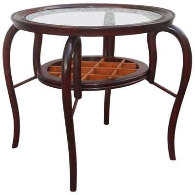 Splay Leg Mid Century Modern Round Walnut Coffee Table at 1stDibs