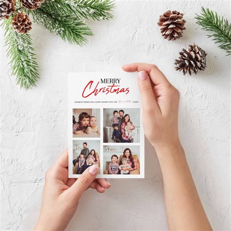 Four Photo Collage Merry Christmas Family Holiday Card | Do It Yourself ...