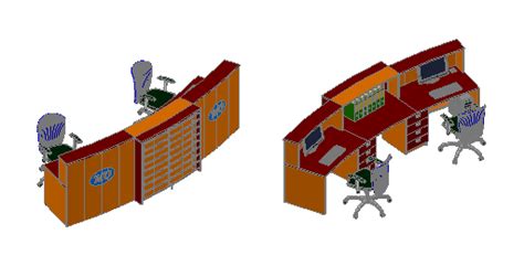 Reception Desk 3d Cad Block