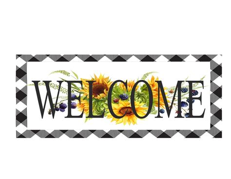 Welcome Sign With Sunflowers, Wreath Sign, Wreath Attachment, Metal Sign, 6x12 Sign - Etsy