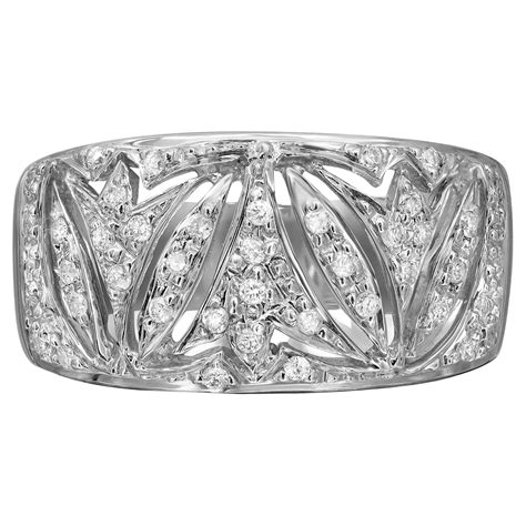 Wide Pavé Diamond Band, 14K White Gold, Ring, Wide Diamond Wedding For Sale at 1stDibs | wide ...