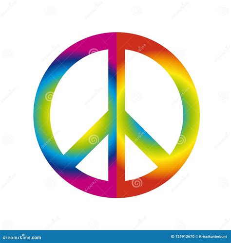 Colorful Peace Sign Symbol in Rainbow Colors Isolated on White ...