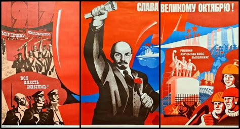 RUSSIAN REVOLUTION LENIN BOLSHEVIKS ☆1978 USSR SOVIET COMMUNIST POSTER TRIPTYCH | eBay in 2022 ...