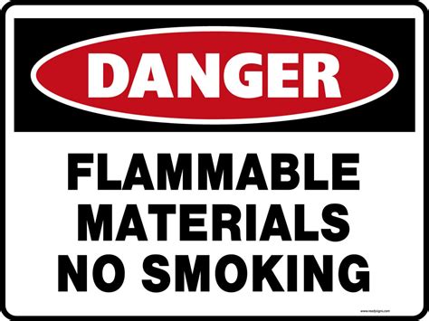 Danger Signs - Flammable Materials No Smoking - Property Signs