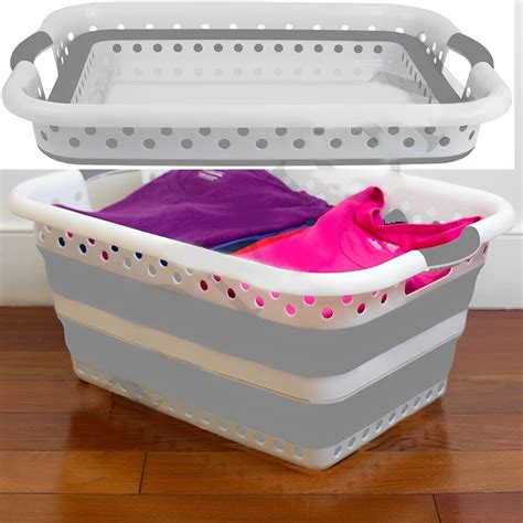 Collapsible Folding Laundry washing Basket storage Space Saving Cloth Bin Bucket | eBay