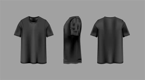 T shirt template set, front, side, back view mockup 2800355 Vector Art ...