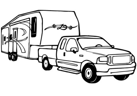 Truck and Rv Camper Trailer coloring page | Free Printable Coloring Pages