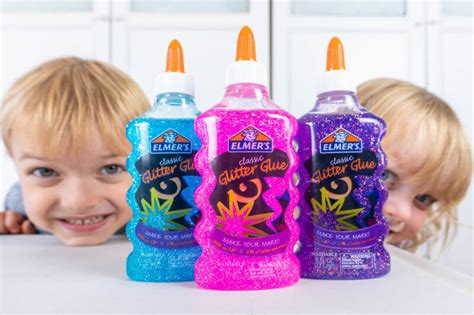 Glitter Glue Slime Just Two Ingredients with Easy Clean Up! - Eating Richly