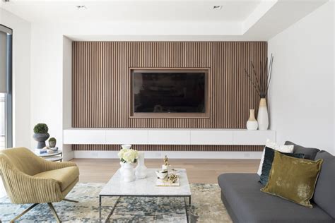 Design Detail ? A Wood Slat Accent Wall Surrounds The TV In This Living Room - architecture and ...