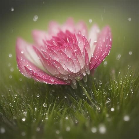 Premium AI Image | Macro photography of a flower in rain