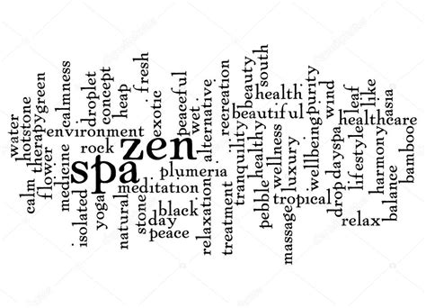 Word cloud of zen and spa and its related words — Stock Photo © under_verse #80010160