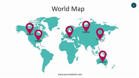 Continents Of The World Map Infographics Animated Powerpoint Template Images