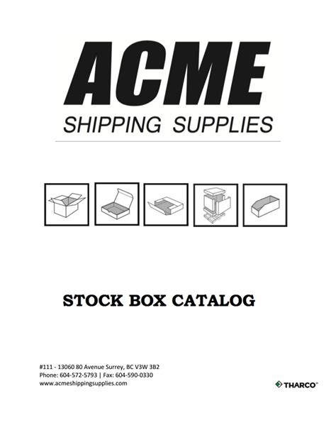 Standard box catalog by ACME SHIPPING SUPPLIES - Issuu