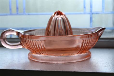 Vintage Juicer Reamer Pink Depression Glass 1930s Farmhouse Decor