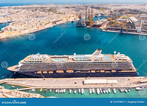 Cruise Ship Liner Port of Valletta, Malta. Aerial View Photo Stock Image - Image of europe ...