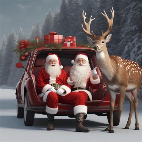 Premium Photo | Santa claus and reindeer santa claus with reindeer and ...