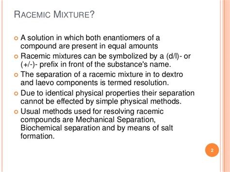 Racemic mixture separation