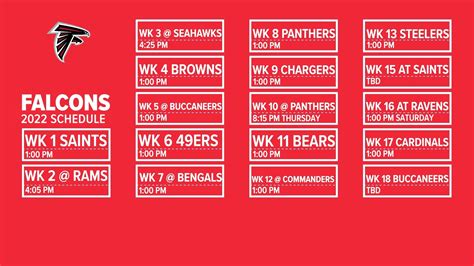 Printable Atlanta Falcons Schedule - Free Printable Templates