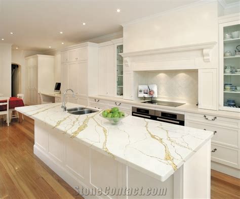 Calacatta Gold Quartz Kitchen Countertop from China - StoneContact.com