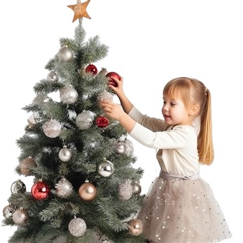 Happy Little Baby Girl Decorating Christmas Tree With Toys On Holidays, Christmas Family ...