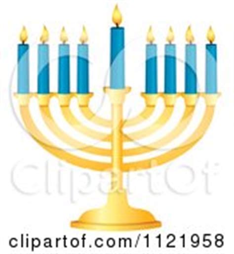 Gold Jewish Menorah With Nine Blue Lit Candles On A White Background Posters, Art Prints by ...